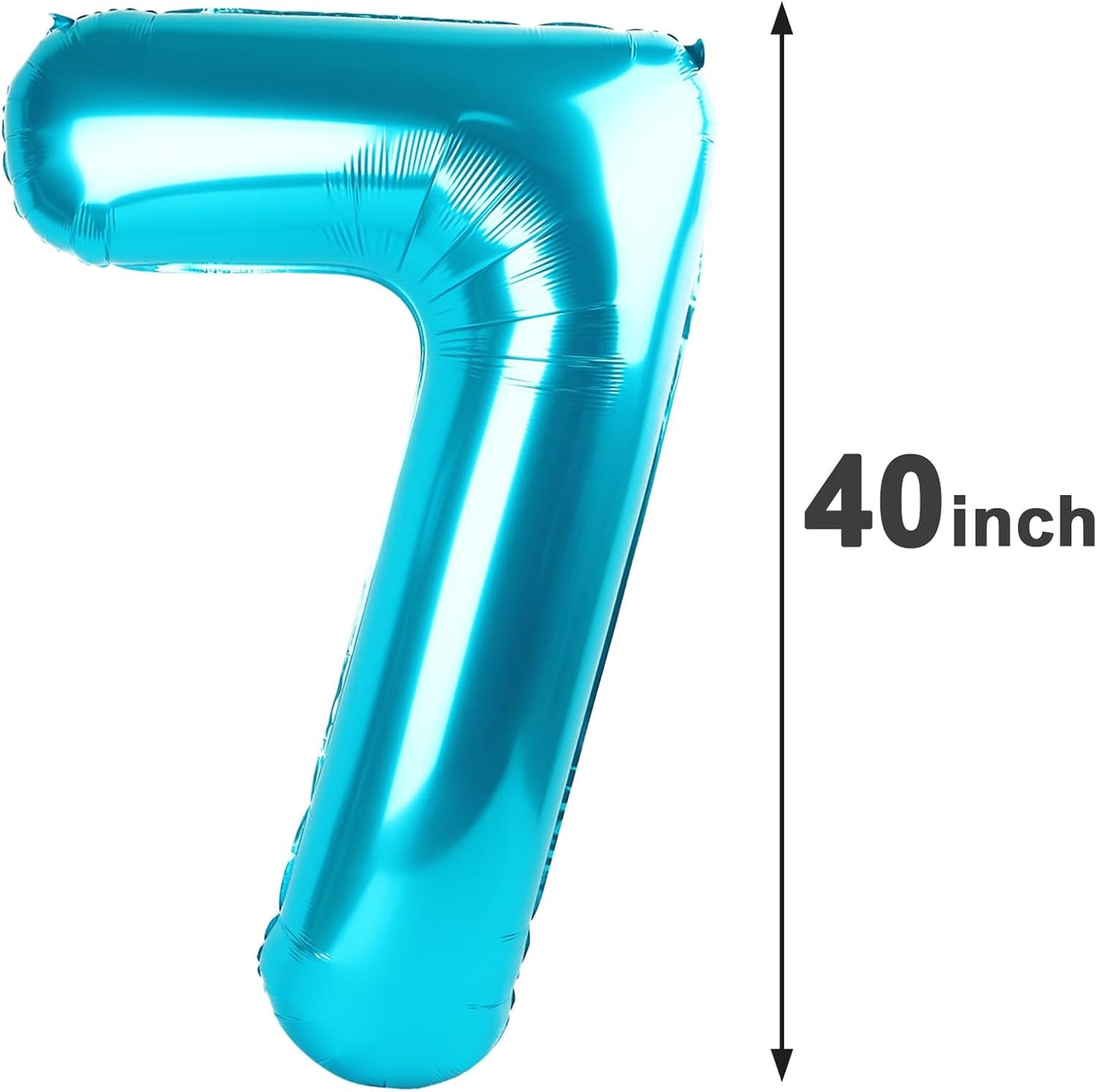Blue Number 7 Birthday Balloon 40 Inch, Digital Balloons for 7 17 27 70 77 Party Celebration Decorations Supplies,Blue Mylar Foil Numbers Balloon for Seven Wedding Anniversary
