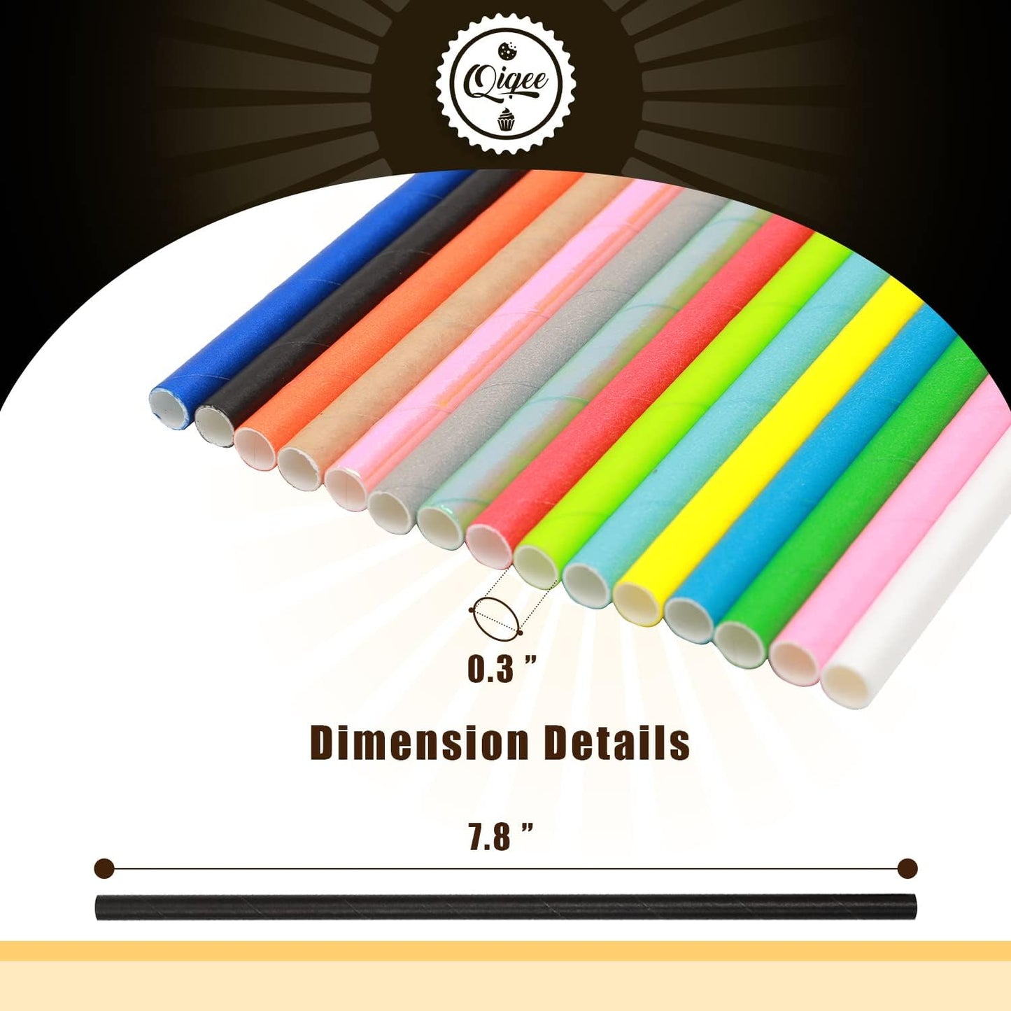Rainbow Paper Straws - 150 Pack Disposable Straws in Bulk (15 Solid Colors) by qiqee