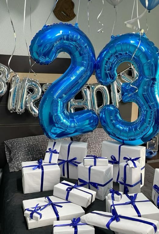 40 Inch Big Blue Number 2 Balloon Birthday Decoration, Number 2 Helium Balloon 12 20 22 23 24 26 28 32 42 Celebration, Boy Girl Baby Anniversary Party Graduations Supplies Decorations
