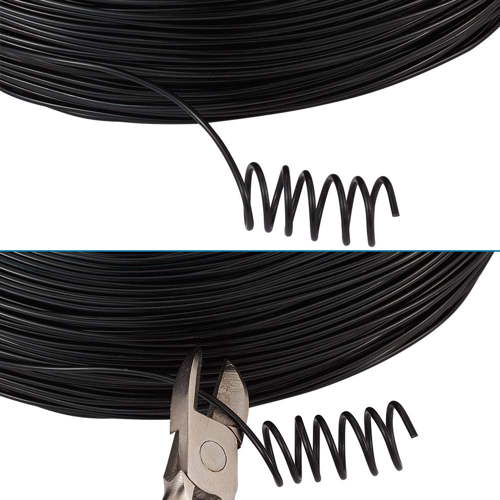 Fashewelry 459 Feet 17 Gauge Aluminum Wire Black Bendable Metal Craft Wire for Beading Jewelry Craft Making (1.2mm)