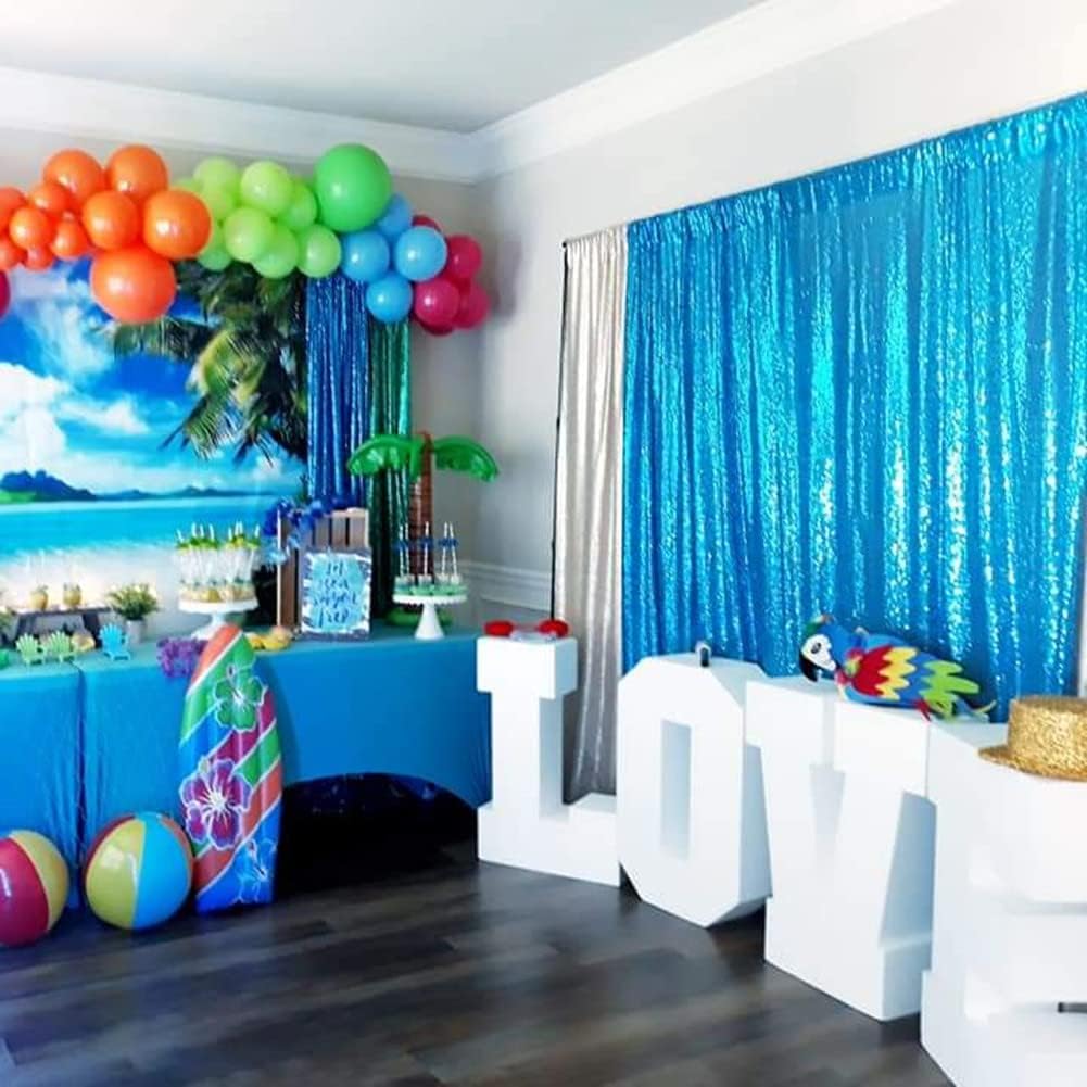 Poise3EHome 6FT x 8FT Turquoise Sequin Photography Backdrop Curtain for Party Decoration