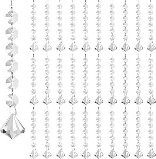 50 Pack Hanging Crystals - Clear Acrylic Prisms Pendant Ornaments for Christmas Tree, Centerpieces, Chandelier, Window & Home Decor, Ideal for Weddings, Parties Decorations (Diamond)