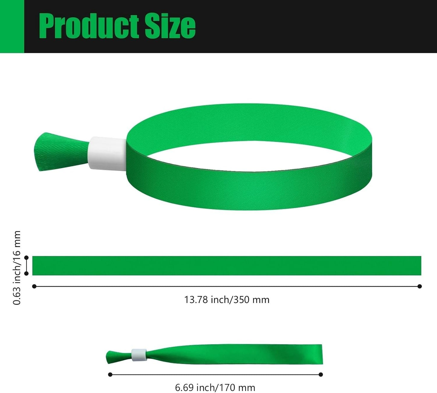 100 Pcs Cloth Event Wristbands, Event Wristbands, Colored Wrist Bands for Events, for Lightweight Concert Wrist Strap for Activities, Party Bracelets for Events (Color : Green)