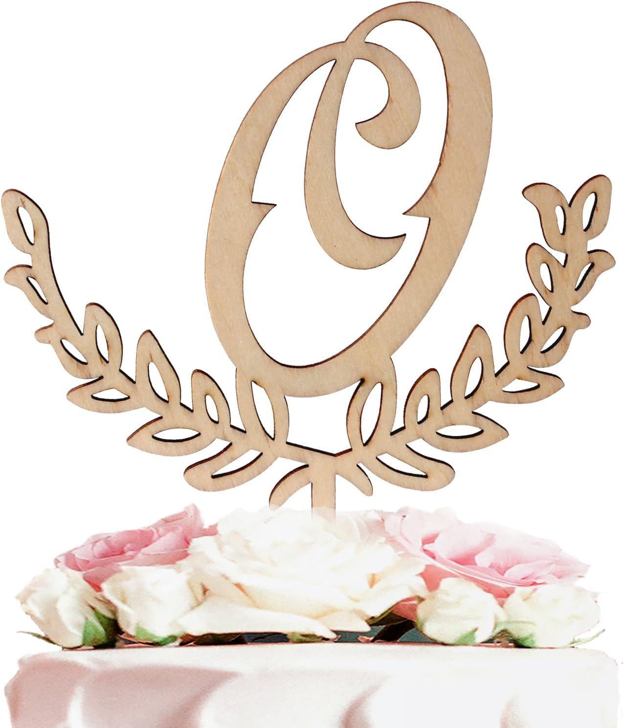 LINGTEER Personalized Inital Letter O Wooden Cake Topper Perfect for Birthday Rustic Wedding Anniversary Party Keepsake Decoration