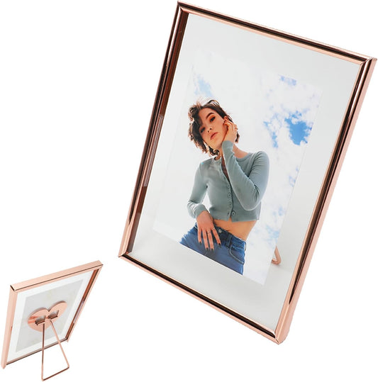 Rose Gold Floating Frame (5"x7",Vertical) with “Heart”, For Picture 4x6,3x5, 2x3, Classy Gift For Mother's Day, Home or Wedding…