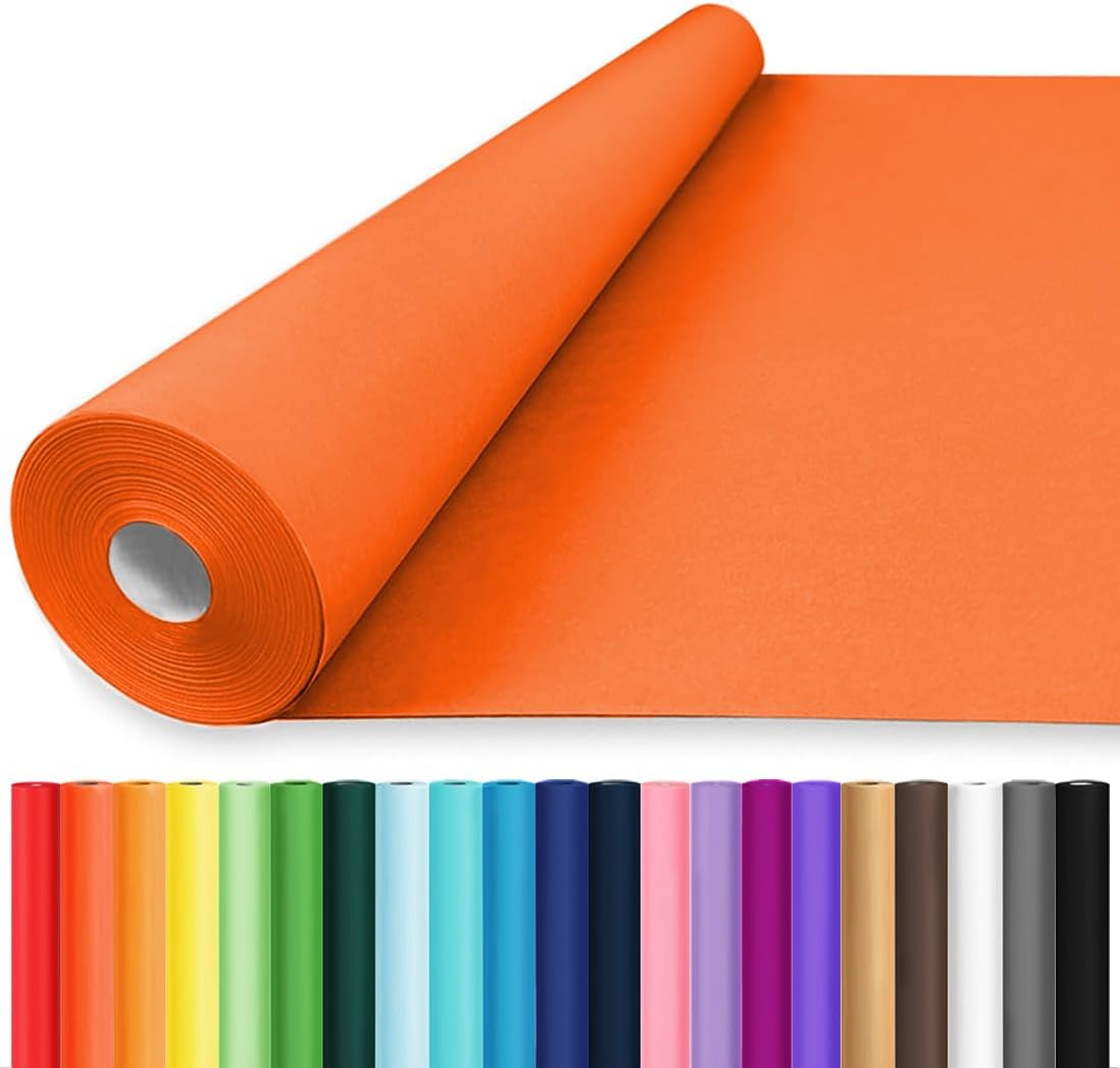 Vanhench 17.8"x 1500" (125') Orange Wrapping Paper, Orange Solid Color Art Kraft Craft Paper Roll for Wedding Birthday Floral Bouquet Mother's Day Gifts Wrapping, and Poster Bulletin Board for Women