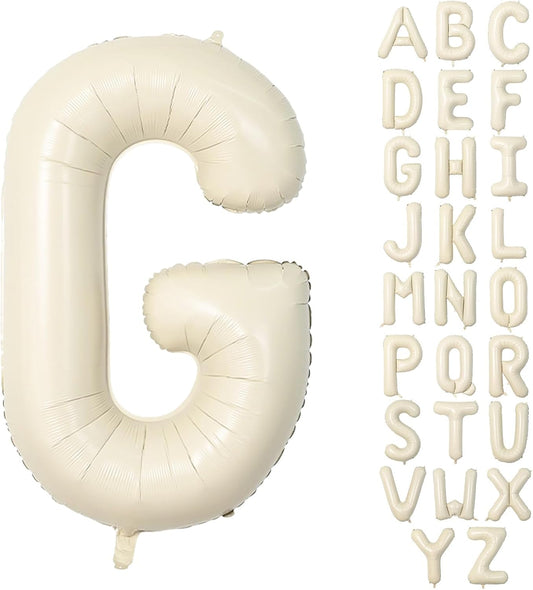 40 Inch Letter Balloons G, Big Custom A-Z Alphabet Foil Name Balloon Cream White, Self Inflating Beige Customize Helium Balloon Letters G for Women Girls Birthday Grad Oh Baby Shower Party Decorations