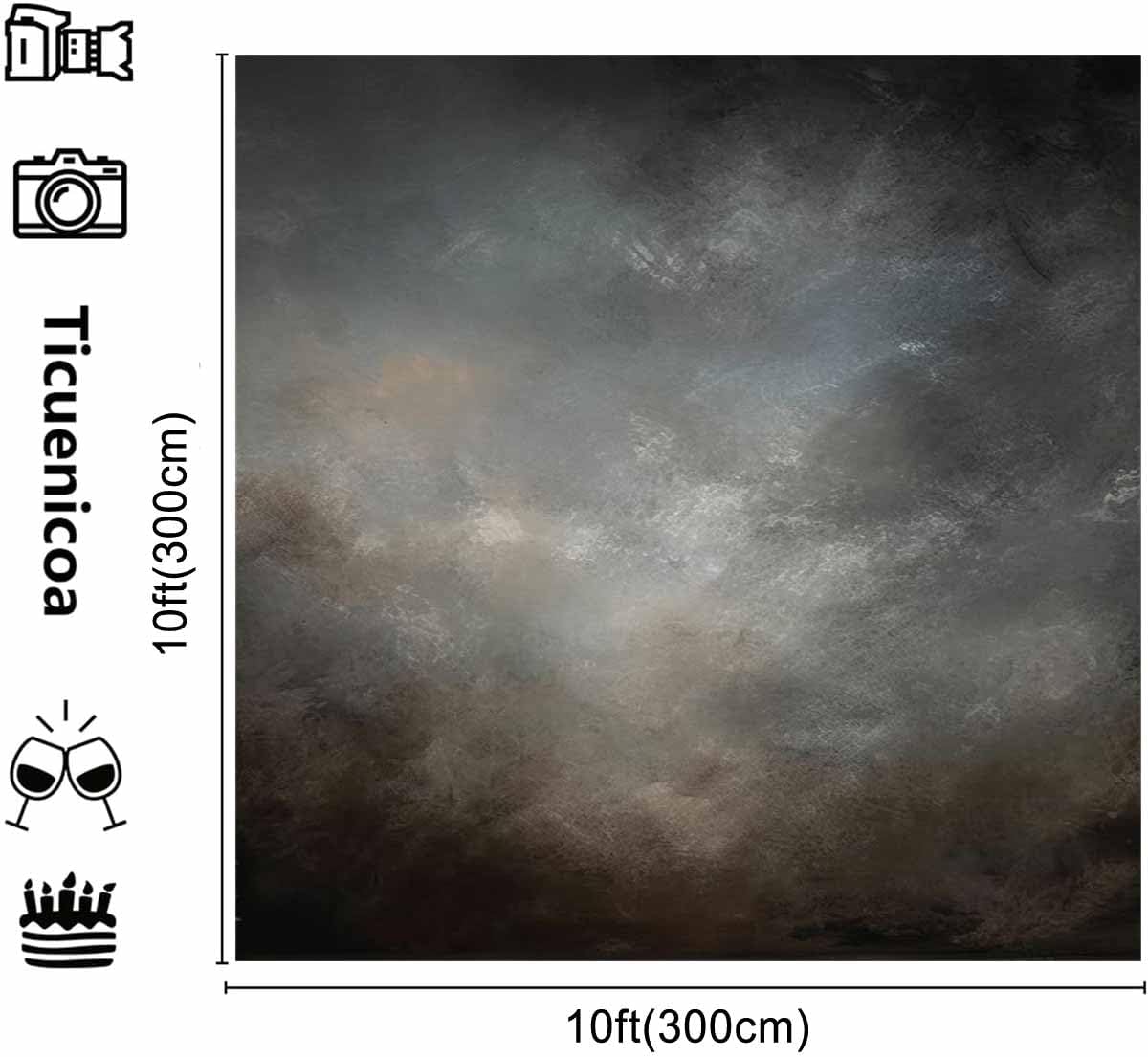 10x10ft Fabric Abstract Backdrop for Photography Vintage Portrait Old Master Background for Studio Prop