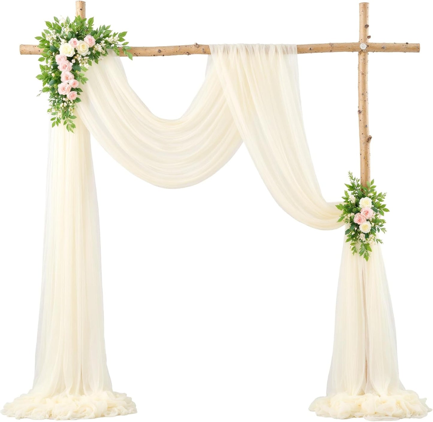 Wedding Arch Draping Fabric Backdrop 1 Panel 60" x 26Ft Ivory Drapes Curtains for Wedding Reception Sheer Tulle Backdrop Curtain for Ceremony Birthday Party Baby Shower Arbor Ceiling Decorations
