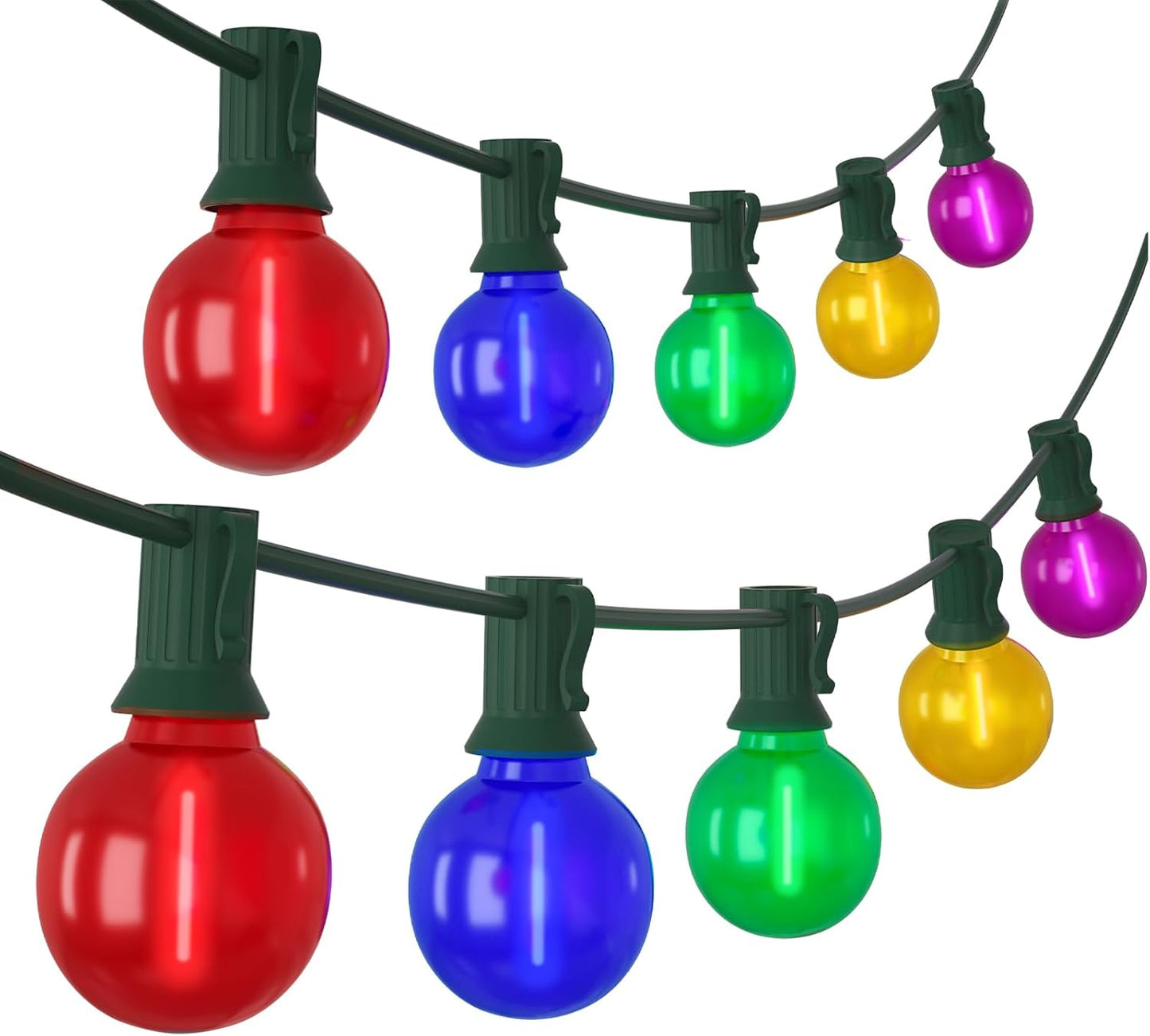 SUNSGNE 25FT LED Colored Christmas Lights with 25 G40 LED Shatterproof Frosted Multicolor Globe Bulbs, Waterproof Colorful Christmas String Lights for Patio Backyard Porch Balcony Gazebo Party Decor