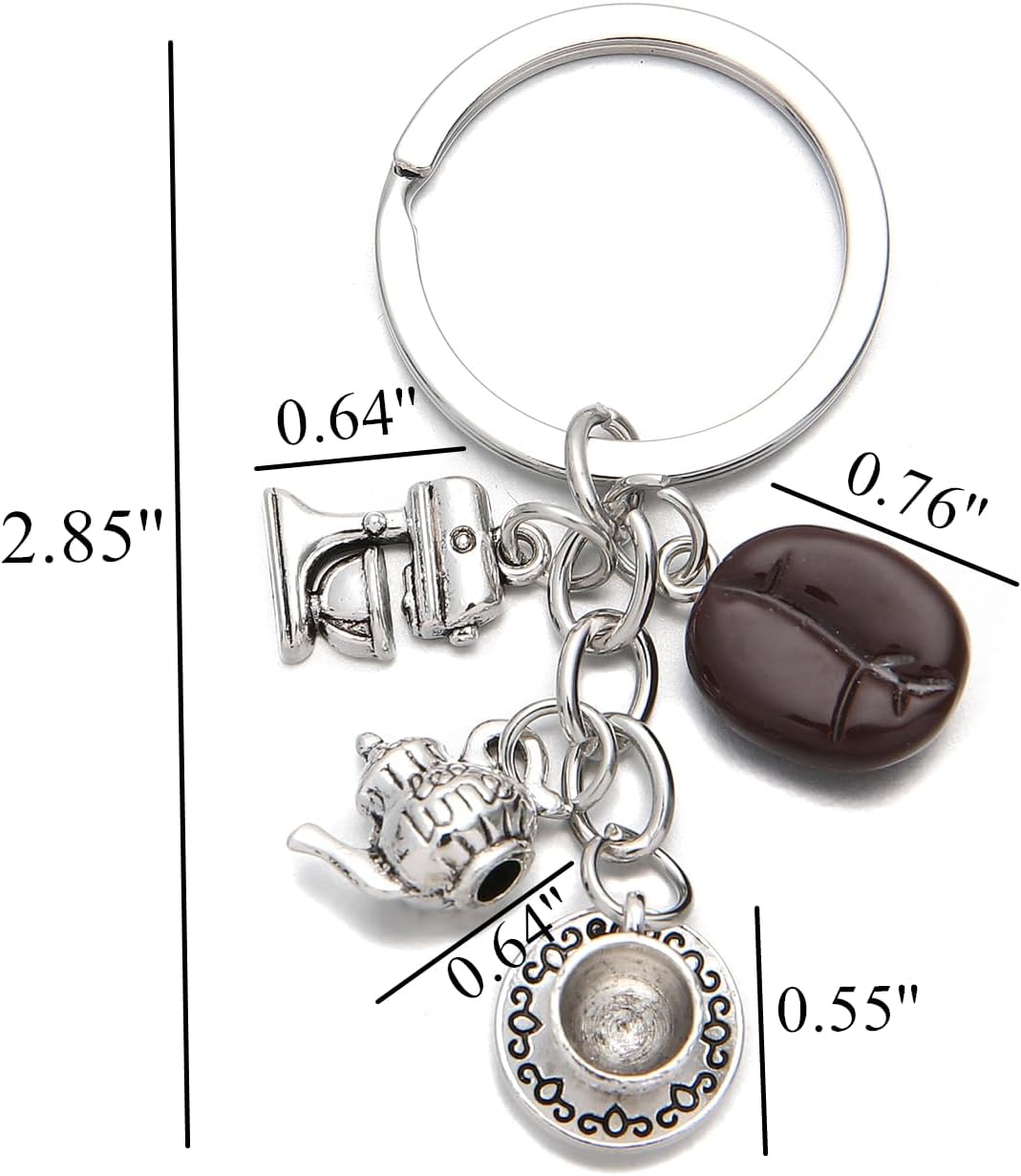 PHAETON 20PCS Coffee Bean Keychain - Coffee Lovers Gift - Silver, Modern, Unisex-Adults