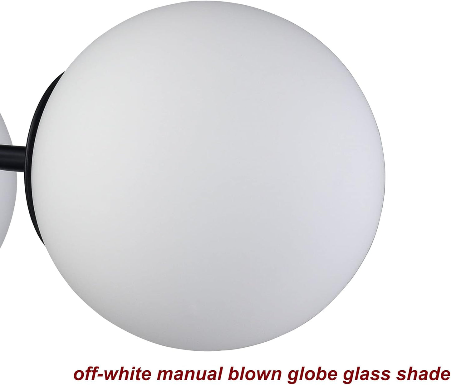 3-Light Modern Black Metal Semi Flush Mount Ceiling Light with White Globe Glass Shade Ceiling Mount Light Fixture for Hallway Living Room Sputnik Chandelier Lighting