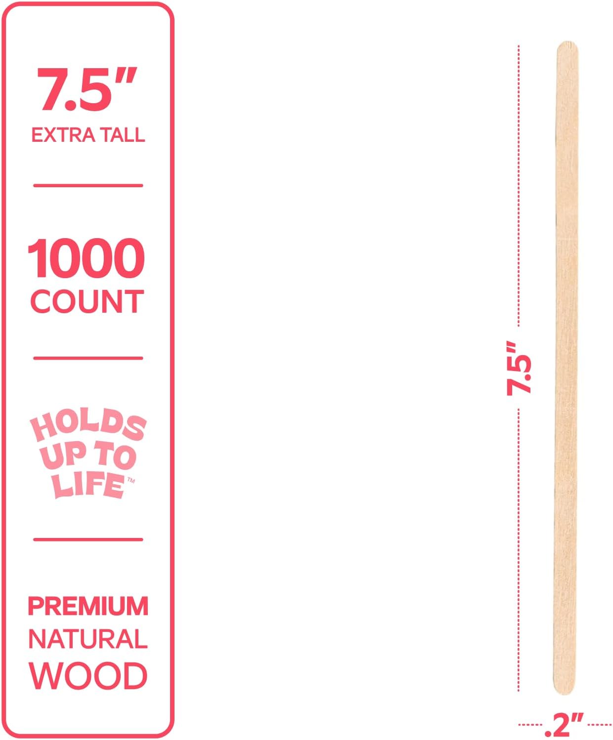 GUSTO [1000 Count] 7.5 Inch Wooden Coffee Stirrers - Wood Stir Sticks, Biodegradable, Eco-Friendly Wood Stirrers for Coffee & Cocktails (Formerly Comfy Package)