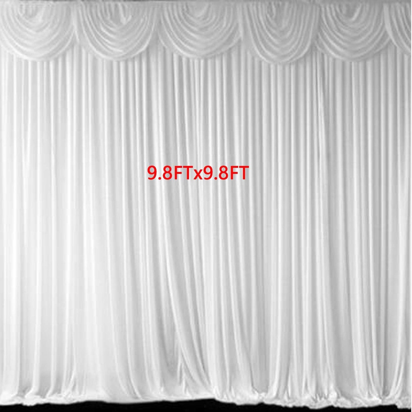 MYOYAY Luxury Ice Silk Backdrop Curtains 10x10ft Wedding Stage Backdrop Drapes Silk Fabric Curtain Panels for Wedding Ceremony Party Event Birthday Home Window Decorations White