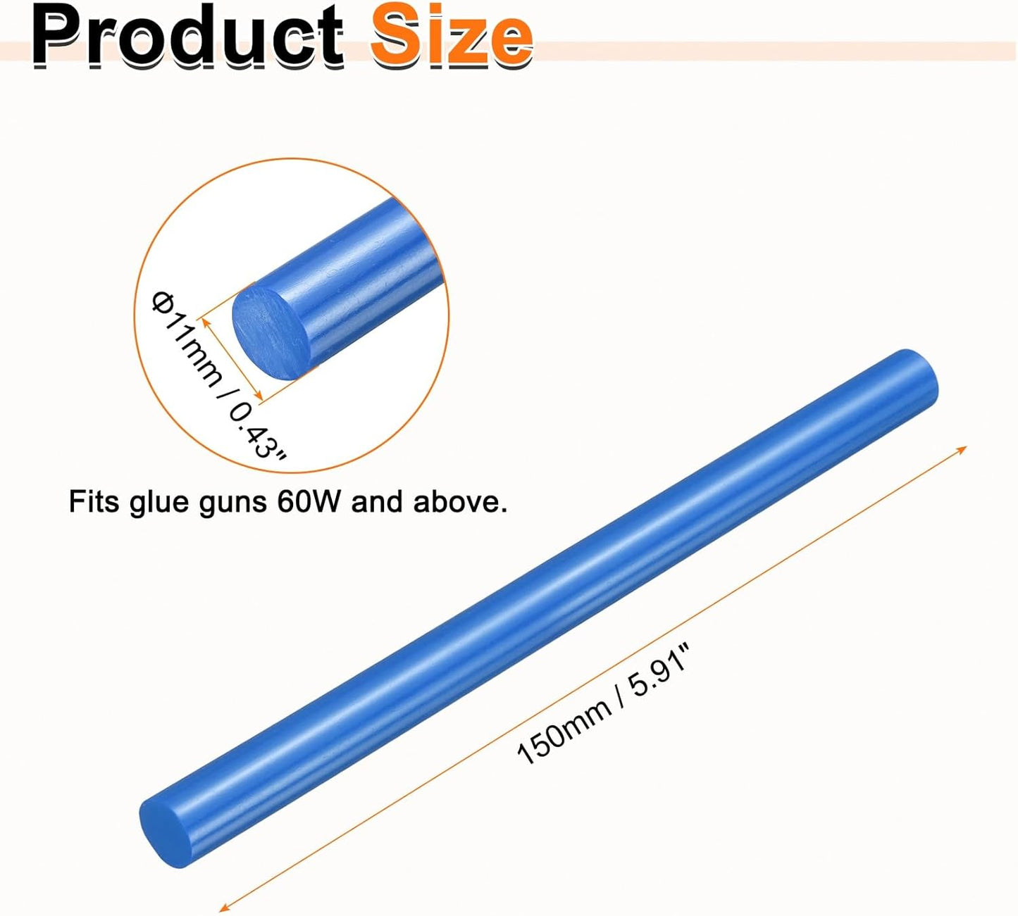 HARFINGTON 10pcs Hot Glue Sticks 0.43" Dia x 5.91" Long EVA Mini Hot Melt Adhesive Glue Stick for Hot Melt Gun Wood Plastic Glass Flowers Fabrics Foam, Blue