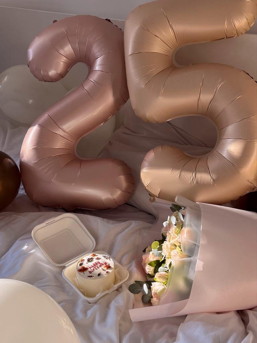Large Light Brown 40 Inch Birthday Number 5 Balloon, Light Brown Five 5th 15 25 35 50 55 Birthday Anniversary Celebration Decorations, Foil Mylar Helium Numbers 5 Balloons Girl Boy Party Supplies