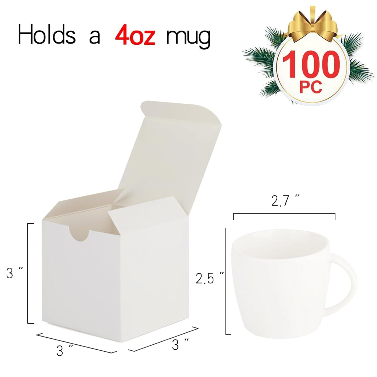 MESHA 3x3x3'' 100PC Cardboard Gift Boxes with Lids, Small for Bridesmaid Groomsmen Gifts,Cupcakes, Crafting, Party Wedding Favor, Bridal Baby Shower, White