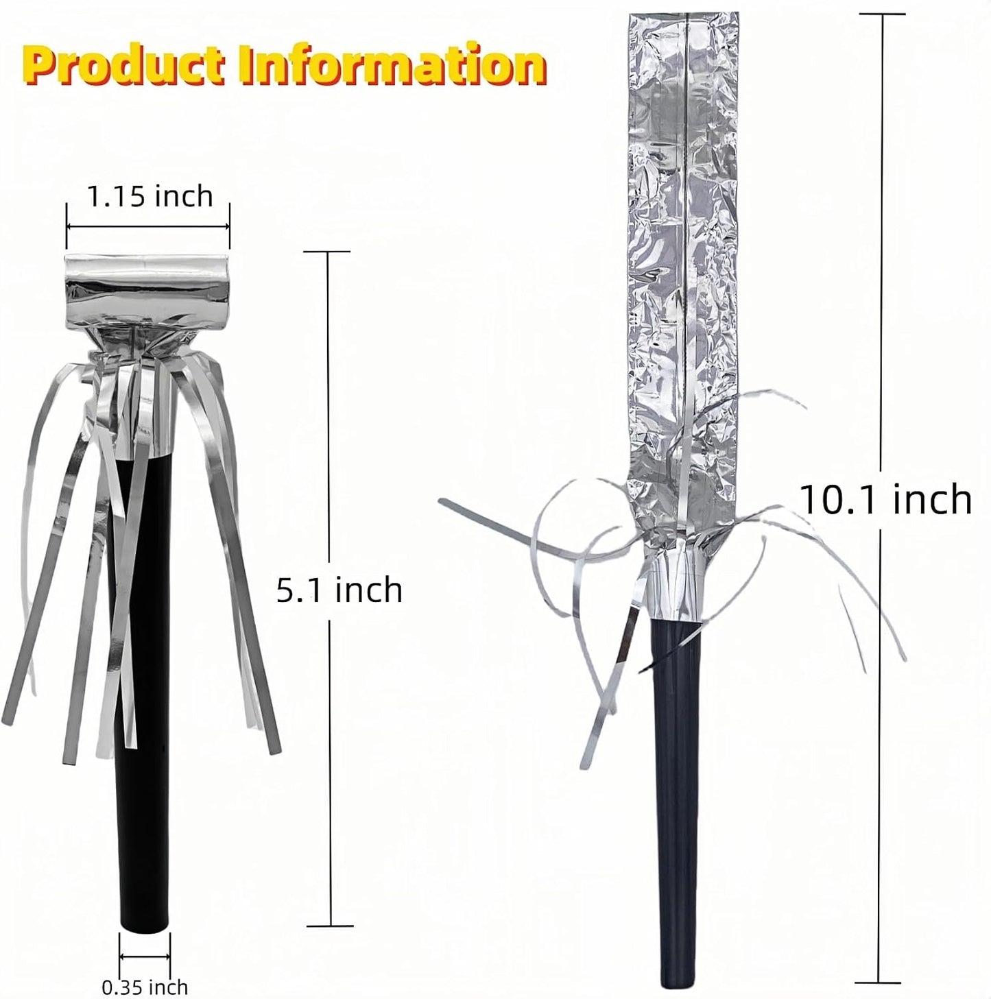 24 Pieces Party Squawkers Christmas Party Blowers Noise Makers for New Year Party Favor Supplies, Silver