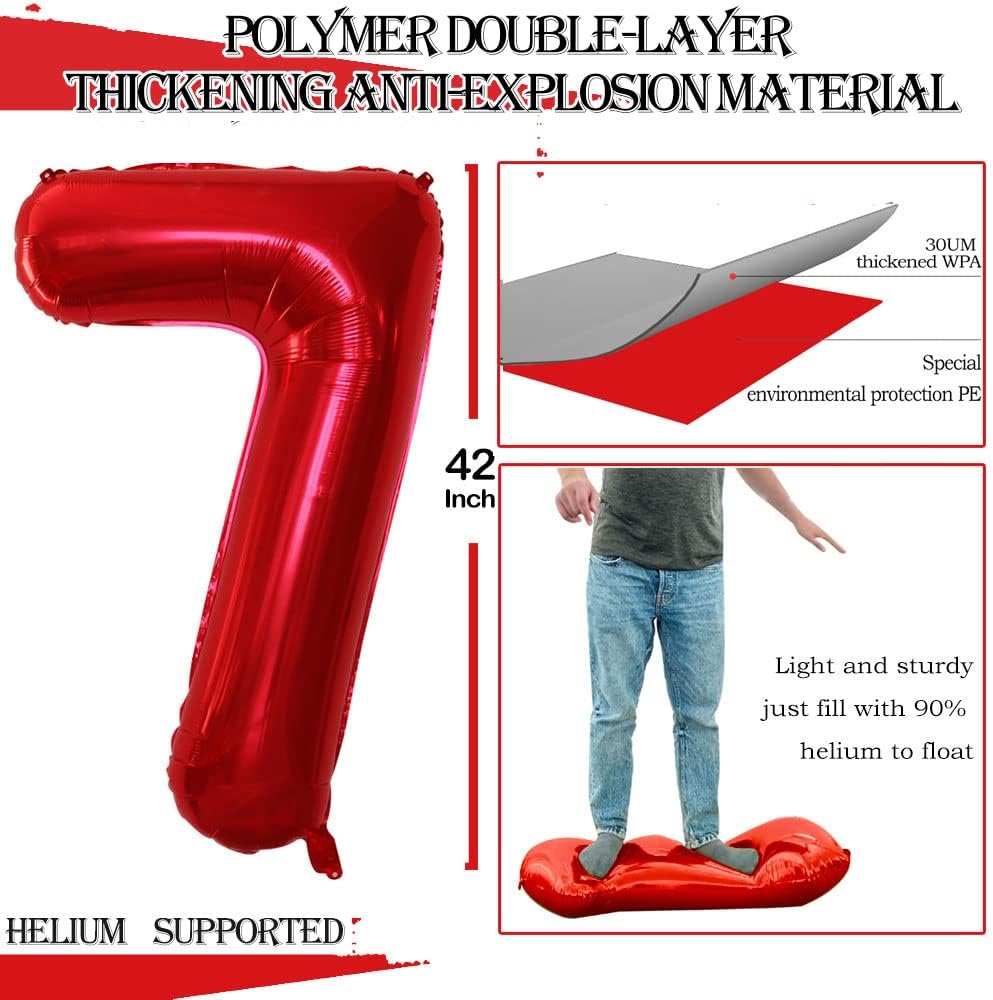 GOER Number 27 Balloons for 27th Birthday Party Decorations,42 Inch Jumbo Foil Helium 72 Balloons for 72nd Birthday Party Decoration (Red)