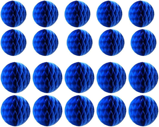 20pcs Honeycomb Flower Balls Party Honeycomb Balls Decoration Paper Flower Balls Tissue Paper Flower Ball Pom Poms Ball for Birthday Wedding Home Decor (3inch+6inch, Royal Blue)