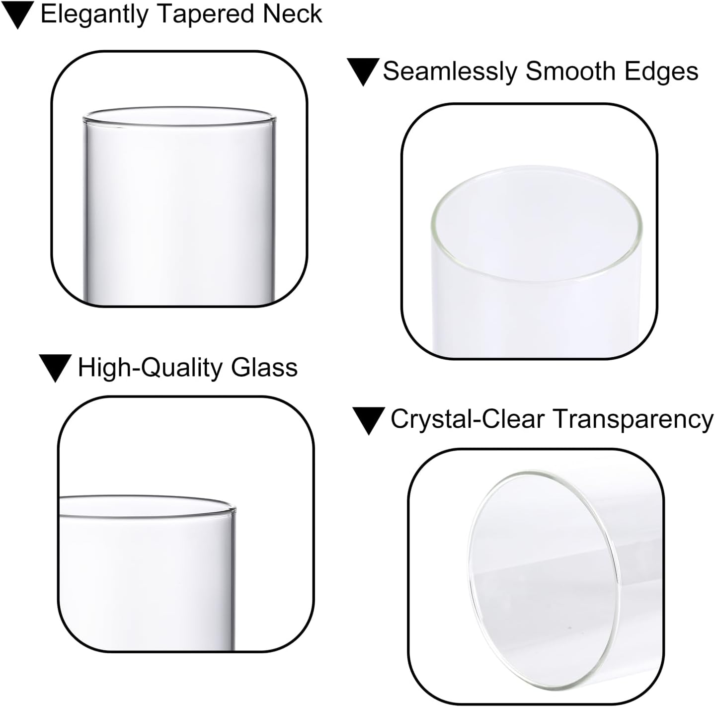 PHOSPHOR Hurricane Candle HoldersFor Pillar Candle Clear Glass Cylinder Centerpieces Vases Table Decoration Centerpiece Floral Room Decor Clear Seeded Bubbles Living Dining Kitchen 6 Pieces