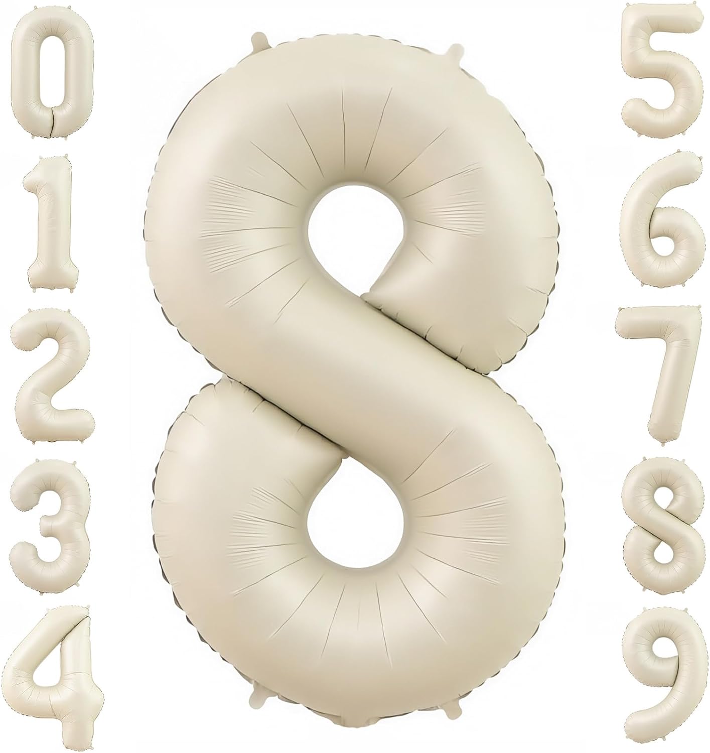 Cream 8 Balloon Number 40 Inch Cream White Number 8 Balloon Helium Mylar 8 Balloon for Birthday Party Decoration
