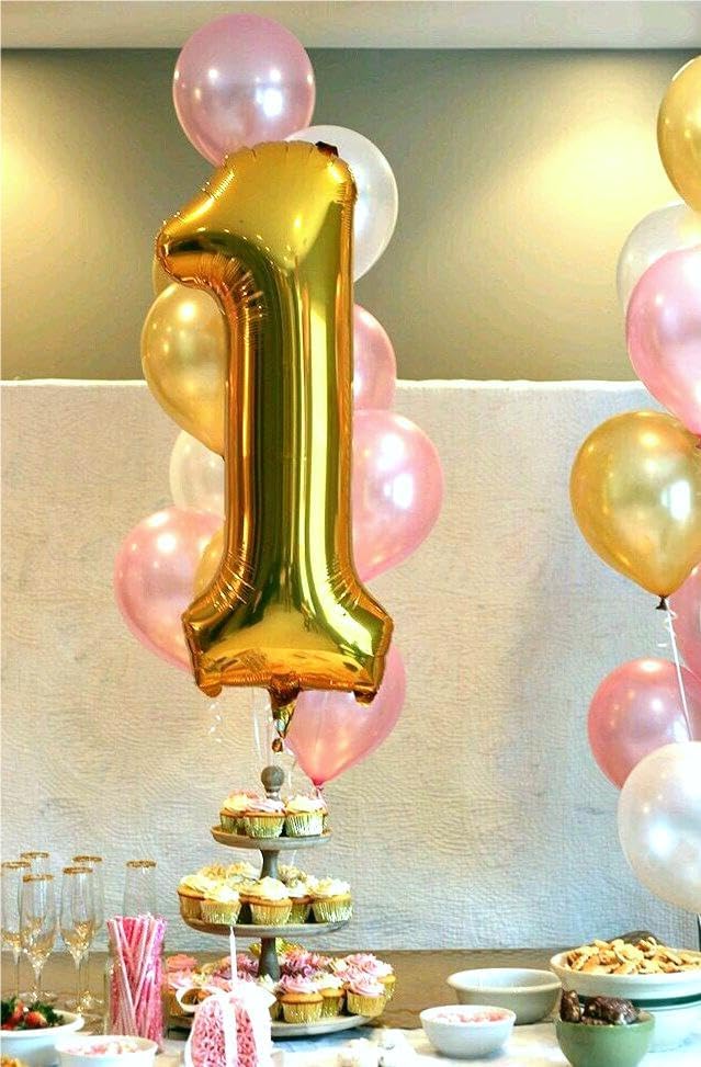 Gold 40 Inch 10 Number Balloons, 10 Decorations for 10 100 Birthday, Foil Giant Birthday Graduations Anniversary Party Balloon