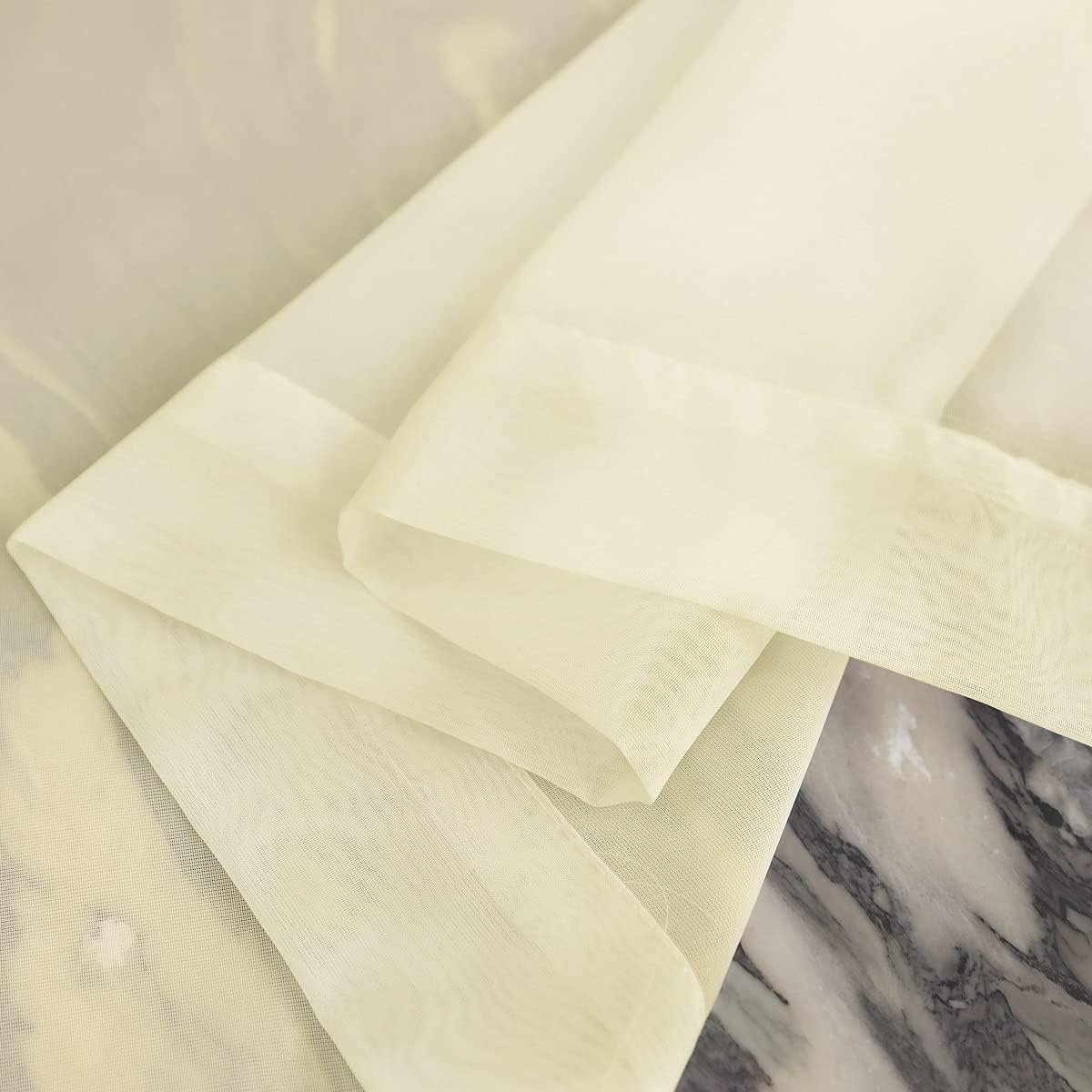 Window Light Yellow Sheer Curtains 48 Inches Width 90 Inches Long 2 Panels Sheer Curtain Clear Curtains Basic Rod Pocket Panel for Home Living Room Bedroom Kids Room Yard Patio Parlor Sliding