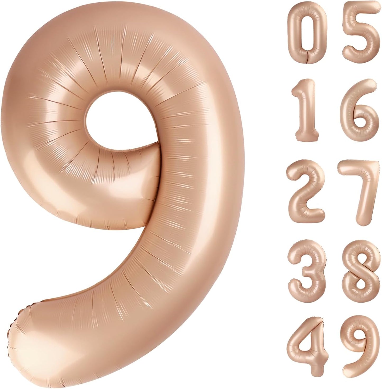 40 Inch Big Light Brown 9 Balloon Number, Jumbo Giant Happy 9th 19 29 39 49 99 Birthday Party Decorations,Light Brown Large Nine Mylar Foil Anniversary Birthday Party Engagement Decorations