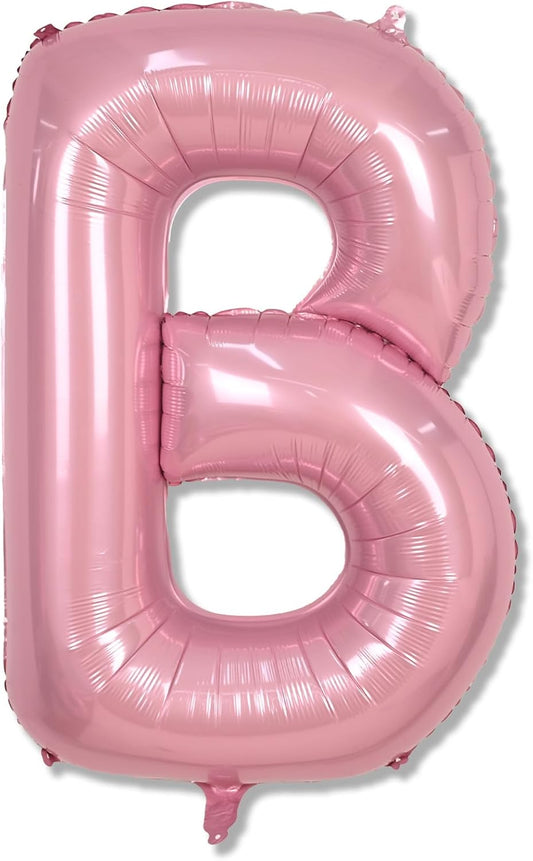 40 Inch Giant Pink Letter Balloon B, Foil Balloon Pastel Pink, Light Pink Helium Alphabet Balloon B Can Form Word OH BABY BRIDE, Mylar Letter Balloon for Women Birthday Party Decoration Supplies