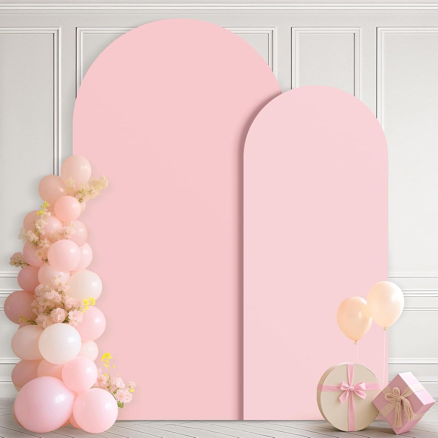 Ledido Wedding Arch Backdrop Cover 6FT 7.2FT Arch Covers 2Set Fitted Stretchy Spandex Round Top Stand Backdrop Cover for Wedding Banquet Ceremony Birthday Party Baby Shower Event Decoration,Pink