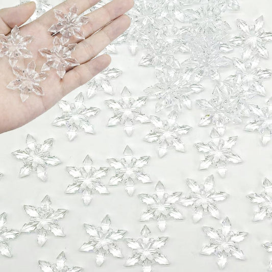HappyFiller Sensory Bin Filler Gems 114 PCS Clear Mini Acrylic Snowflake No Holes Crystal Centerpieces for Vase Fillers,Home Decorations,Winter Table Scatters,Crafts,10 OZ