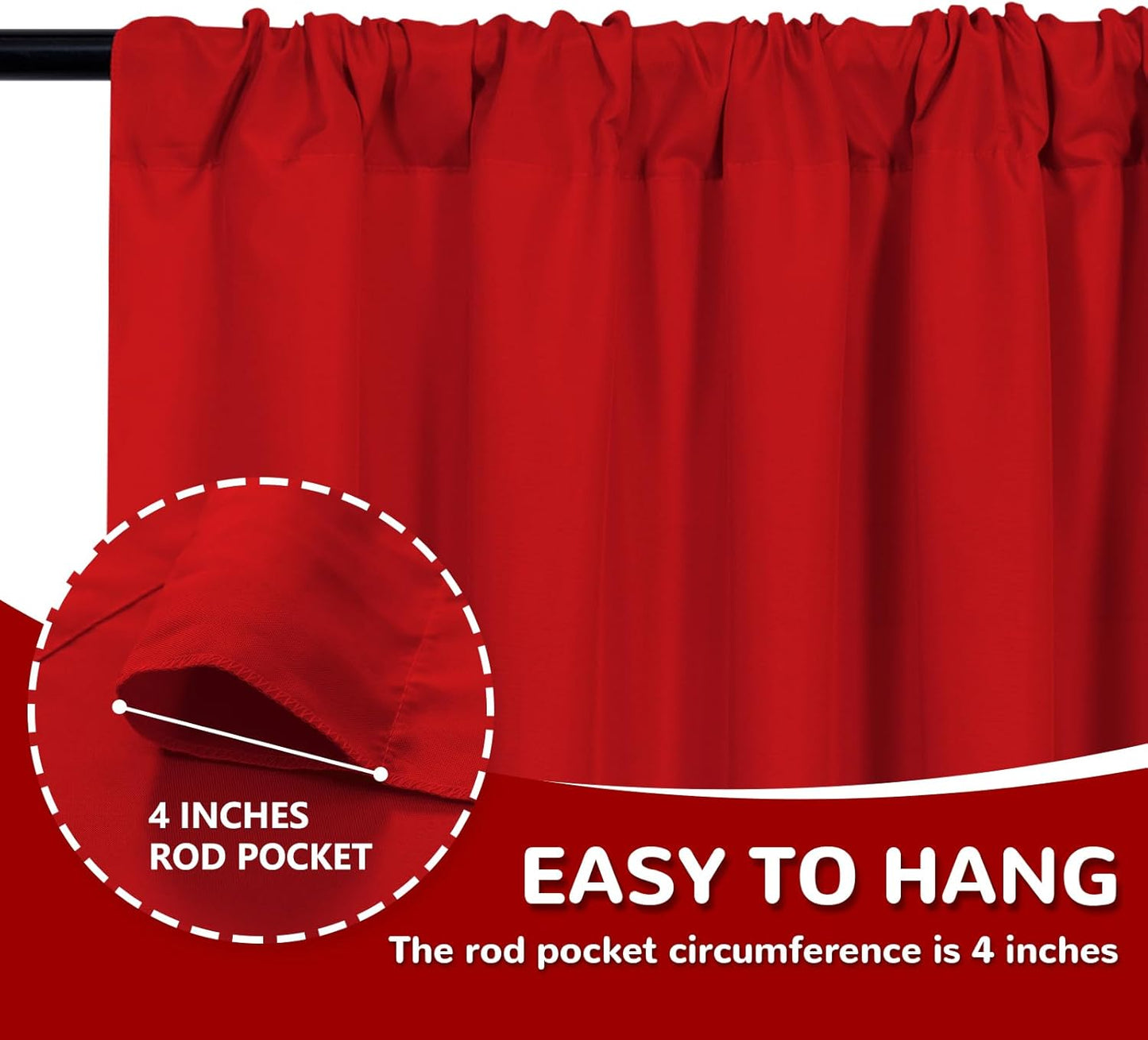 MEETSKY Red Backdrop Curtains for Party Valentine's Day Arch Stage Wedding Ceremony Red Curtains Fabric Photography Backdrop Drapes for BBirthday Party Baby Shower Christmas, 5ft x 10ft, 2 Panels