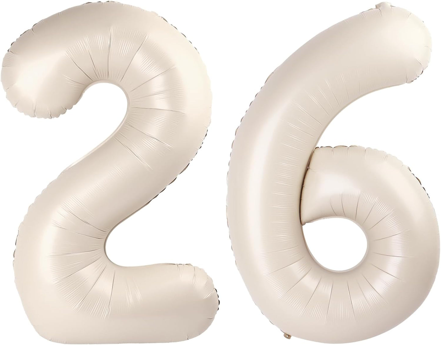 40 Inch Cream White Mylar Foil Number 26 62 Birthday Balloon, 26 Boy Girl Party Decorations Supplies, Big Helium Balloons Numbers for 26 62 Men Women Anniversary