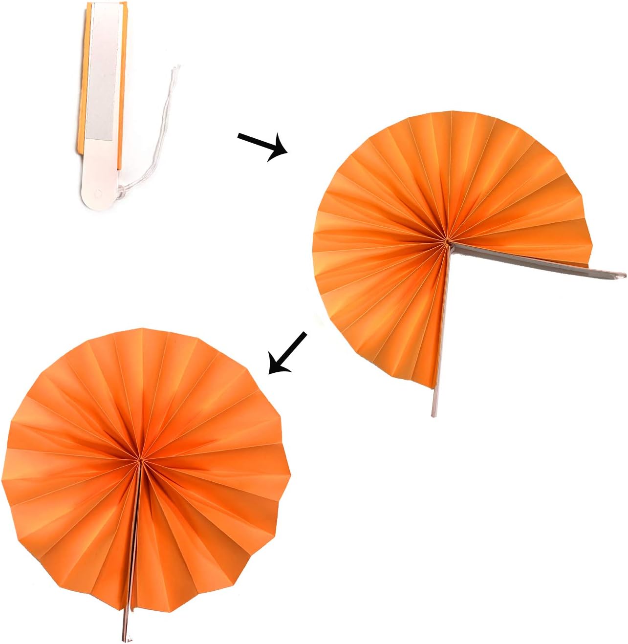 Hanging Paper Fan Set, Tissue Paper Pom Poms Flower Fan and Honeycomb Balls for Birthday Baby Shower Wedding Festival Decorations - Orange