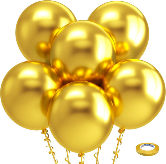 Bezente Metallic Gold Balloons 18 Inch - 30 Pack Large Thick Gold Balloons Big Round Chrome Gold Latex Balloons for Wedding Bridal Shower Graduation Birthday Party Decorations