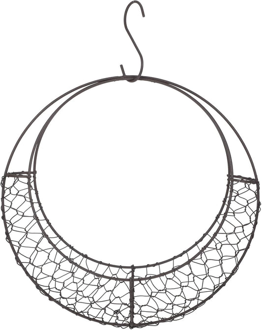 Air Plants Holders Wire Wreath Frame Hanger, 11 inch Moon Shape Wreath Form Hanging Plant Holder Metal Hanging Orchid Planter Plant Basket Holder, Succulent Wire Wreath Frame with Hook