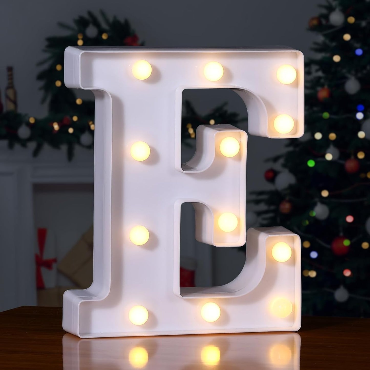 Foaky LED Letter Lights Sign Marquee Light Up Letters Sign for Night Light Wedding/Birthday Party Battery Powered Christmas Lamp Home Bar Decoration(E)