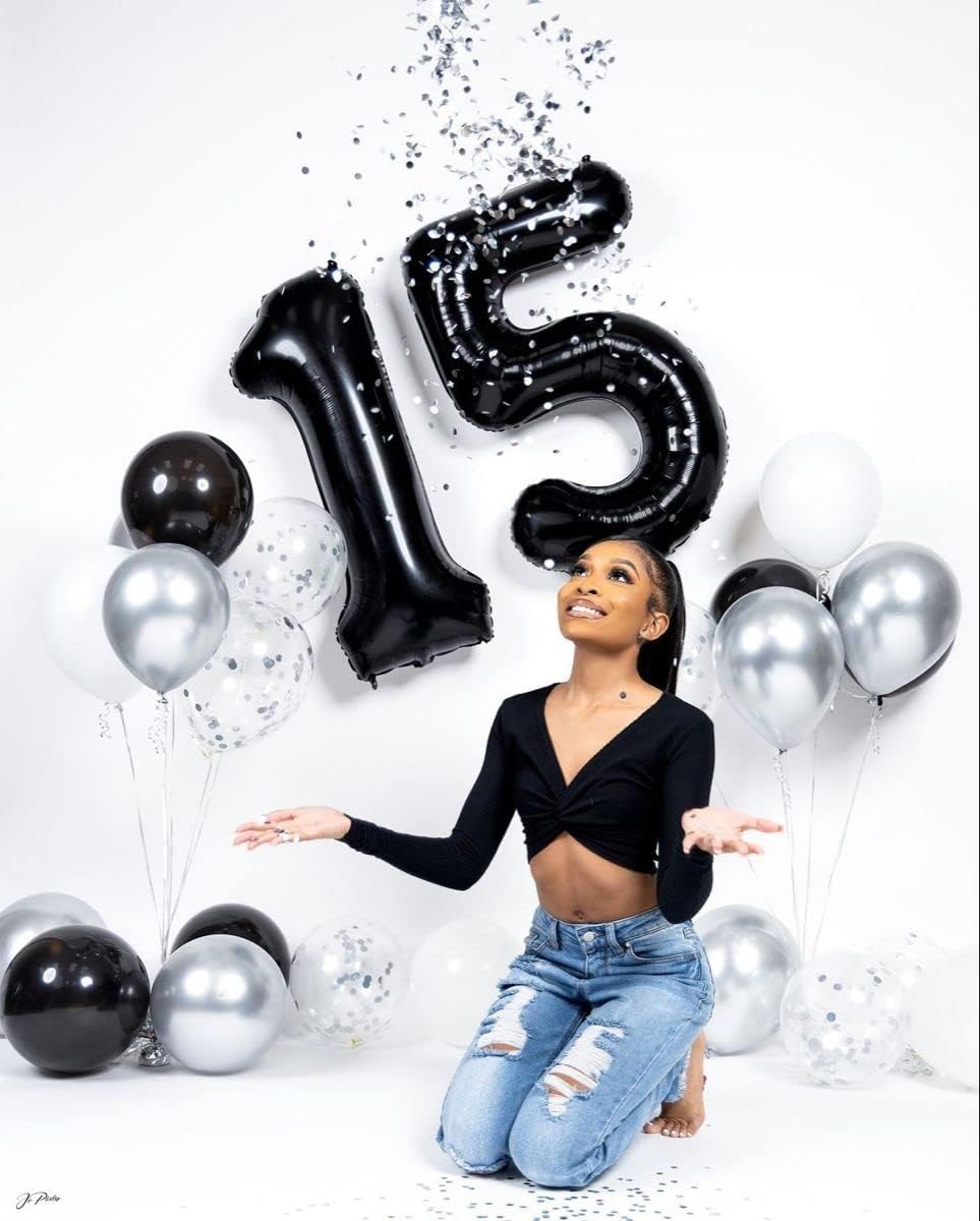 40 Inch Black Number Balloon 0-9(Zero-Nine), Big Size Happy Birthday Balloon, Foil Helium Big Number Balloon for Birthday Celebration Decorations Graduations Anniversary Photo Shoot