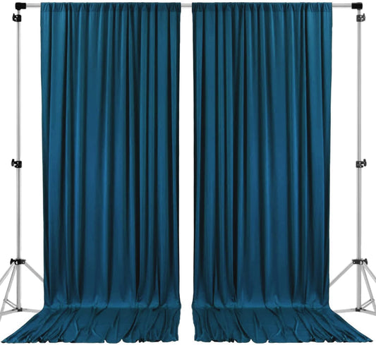 AK TRADING CO. 10 feet x 8 feet IFR Polyester Backdrop Drapes Curtains Panels with Rod Pockets - Wedding Ceremony Party Home Window Decorations - Dark Teal