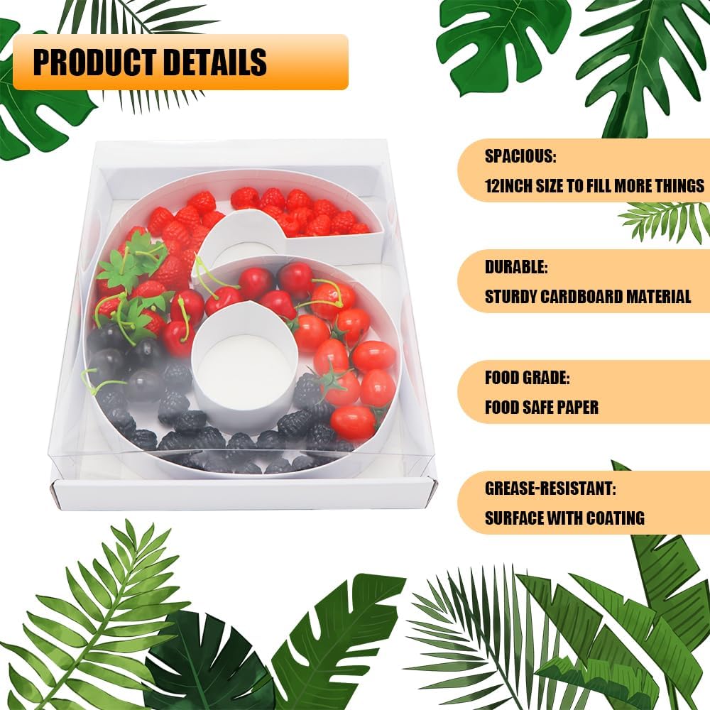 12" Fillable Cardboard Number Charcuterie Gift Cupcake Box With Cover Sweets Packaging (6 or 9)