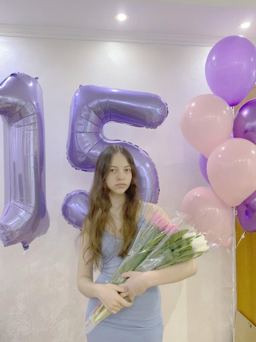 Lilac Number 1 Balloon 40 inch, Number 1 Birthday Balloon for Boy Girl, Lavender Foil One Balloon for 1st 10 11 12 16 18 Birthday Party, Anniversary Celebration Number Balloons Decorations