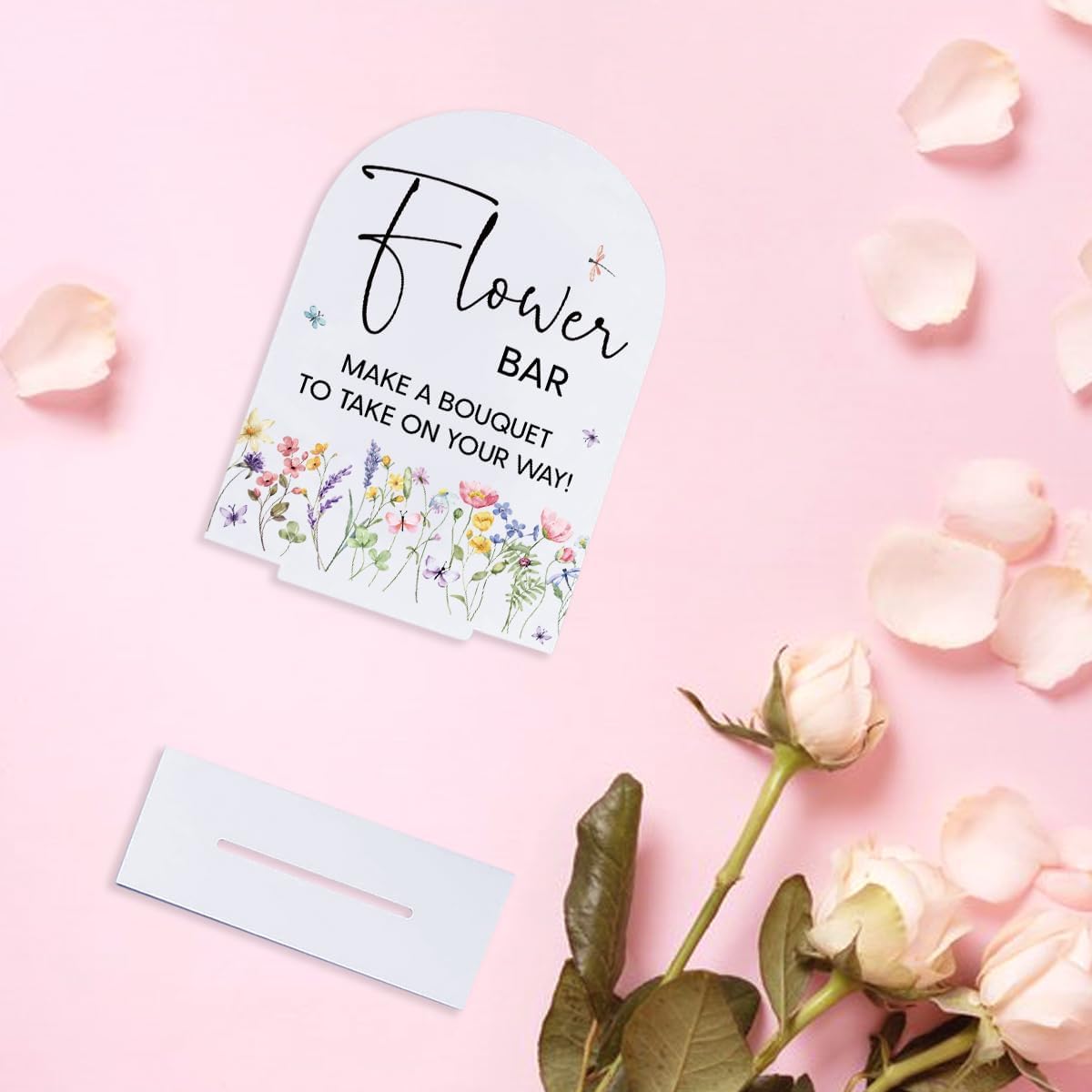 Flower Bar Sign Wedding Decor White Acrylic Table Sign for Marriage Parties Anniversaries Reception Cafe Hotel Party Bar Business Event