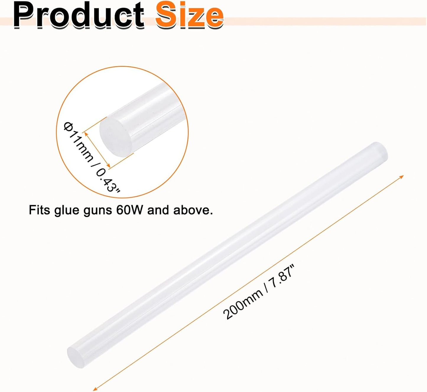 HARFINGTON 10pcs Hot Glue Sticks 0.43" Dia x 7.87" Long EVA Mini Hot Melt Adhesive Glue Stick for Hot Melt Gun Wood Plastic Glass Flowers Fabrics Foam, Clear