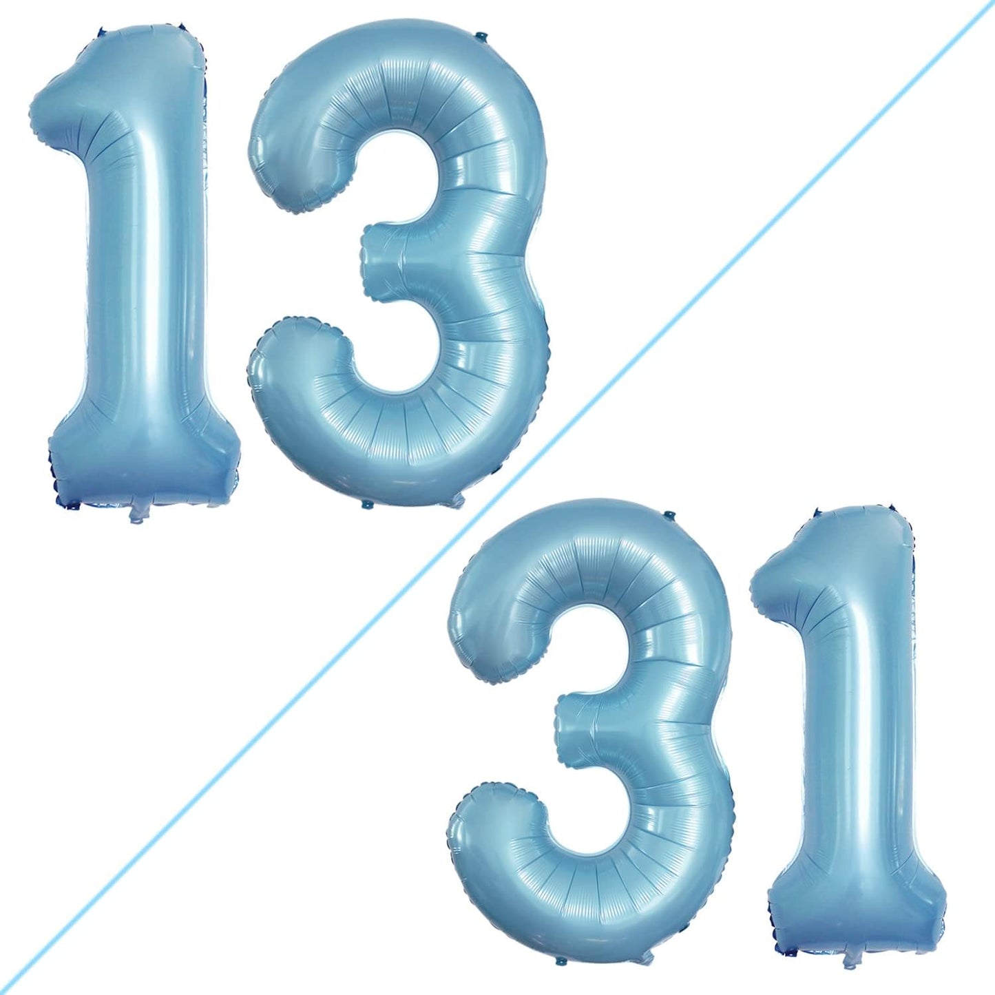 GOER Number 13 Balloons for 13th Birthday Sweet 13 Party Decorations,42 Inch Jumbo Foil Helium 31 Balloons for 31st Birthday Party Decoration (Light Blue)