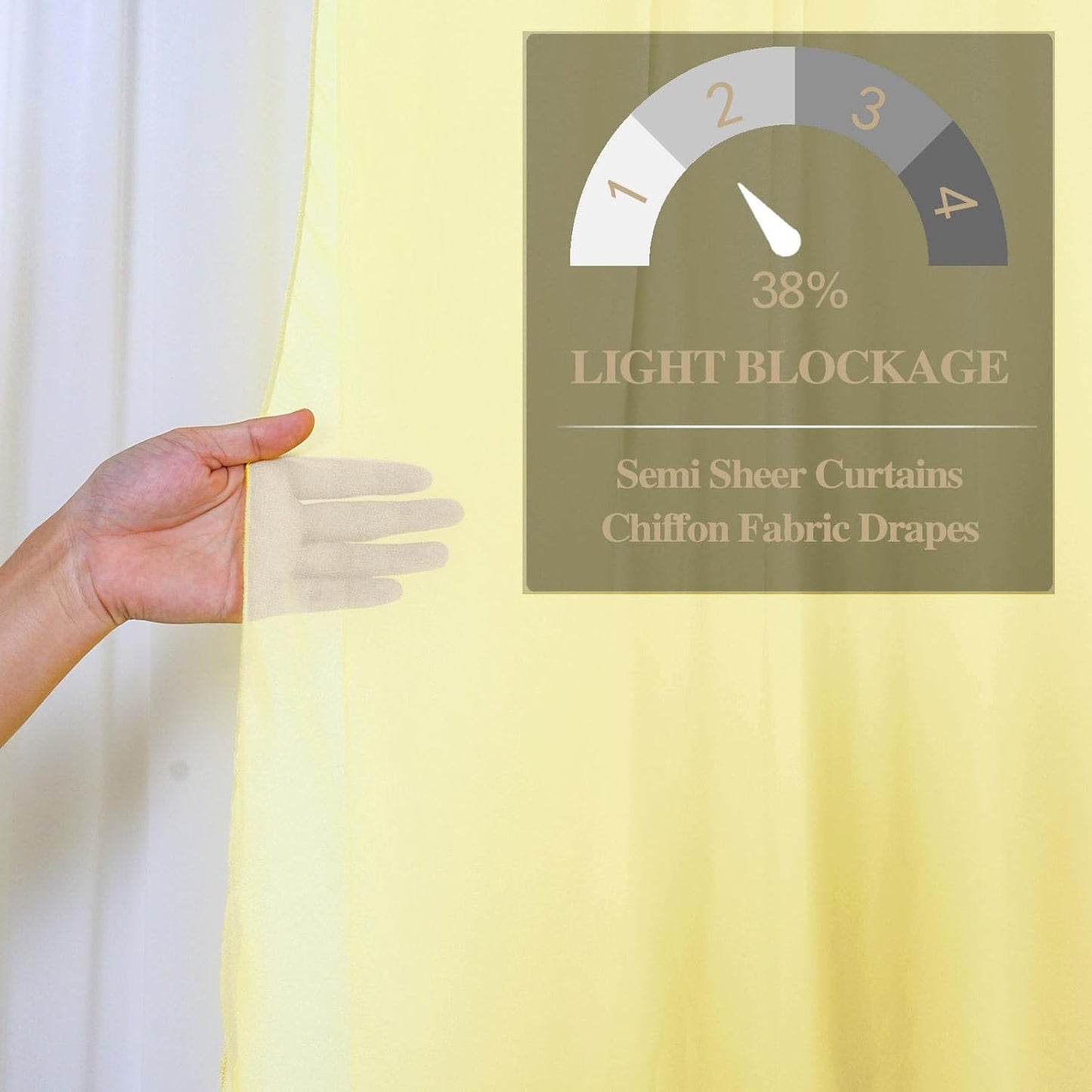 DUOBAO Yellow Chiffon Backdrop Curtains 108 Inches 2 Panels 29 Inch Width Backdrops Drape Semi Sheer Curtain 108 Long Beach Drapes for Living Room Voile Background for Wedding Ceremony