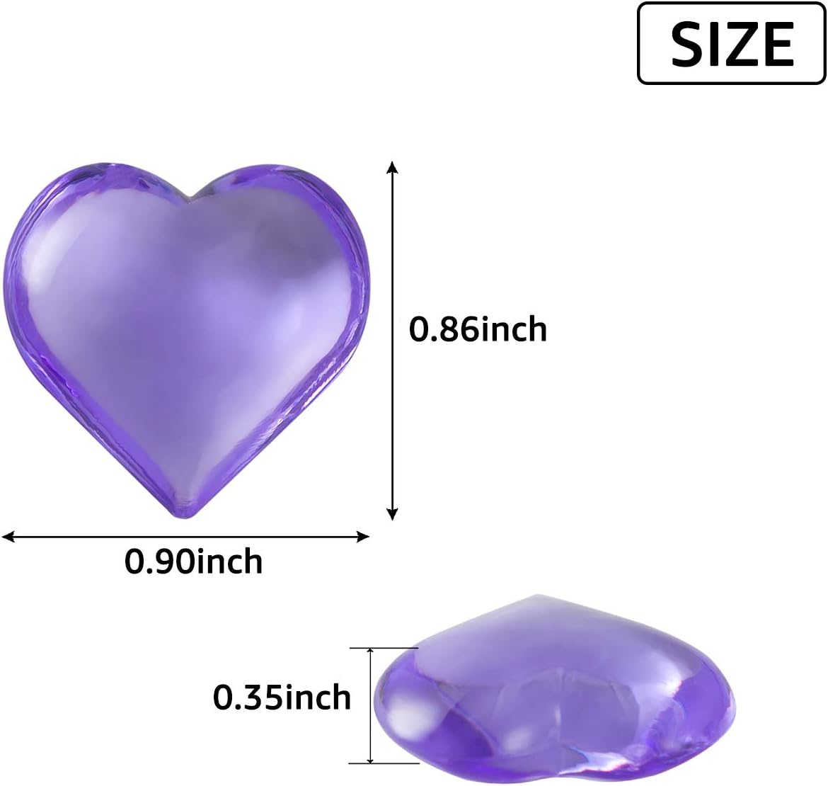 Red Acrylic Heart Translucent Hearts Shaped Crystals Gems for Table Scatter, Valentine's Day, Wedding, Artwork, Birthday Party Decoration, Favor Vase Filler (150 Pieces) (Violet)