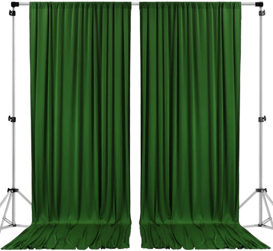 AK TRADING CO. 10 feet x 8 feet IFR Polyester Backdrop Drapes Curtains Panels with Rod Pockets - Wedding Ceremony Party Home Window Decorations - Valley Green