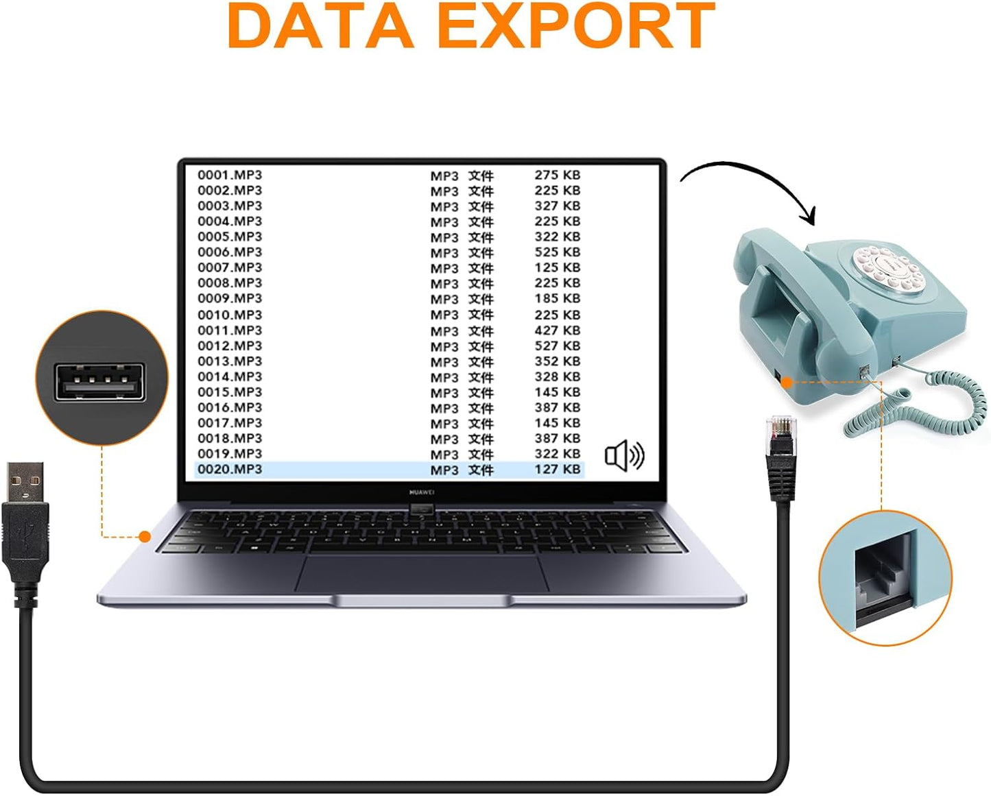 Guest Book Audio Wedding Phone,Record Voice Messages,Retro Guest Book for Wedding or Birthday Party Message Voicemail,Save The Blessings of Your Relatives and Friends（Blue）