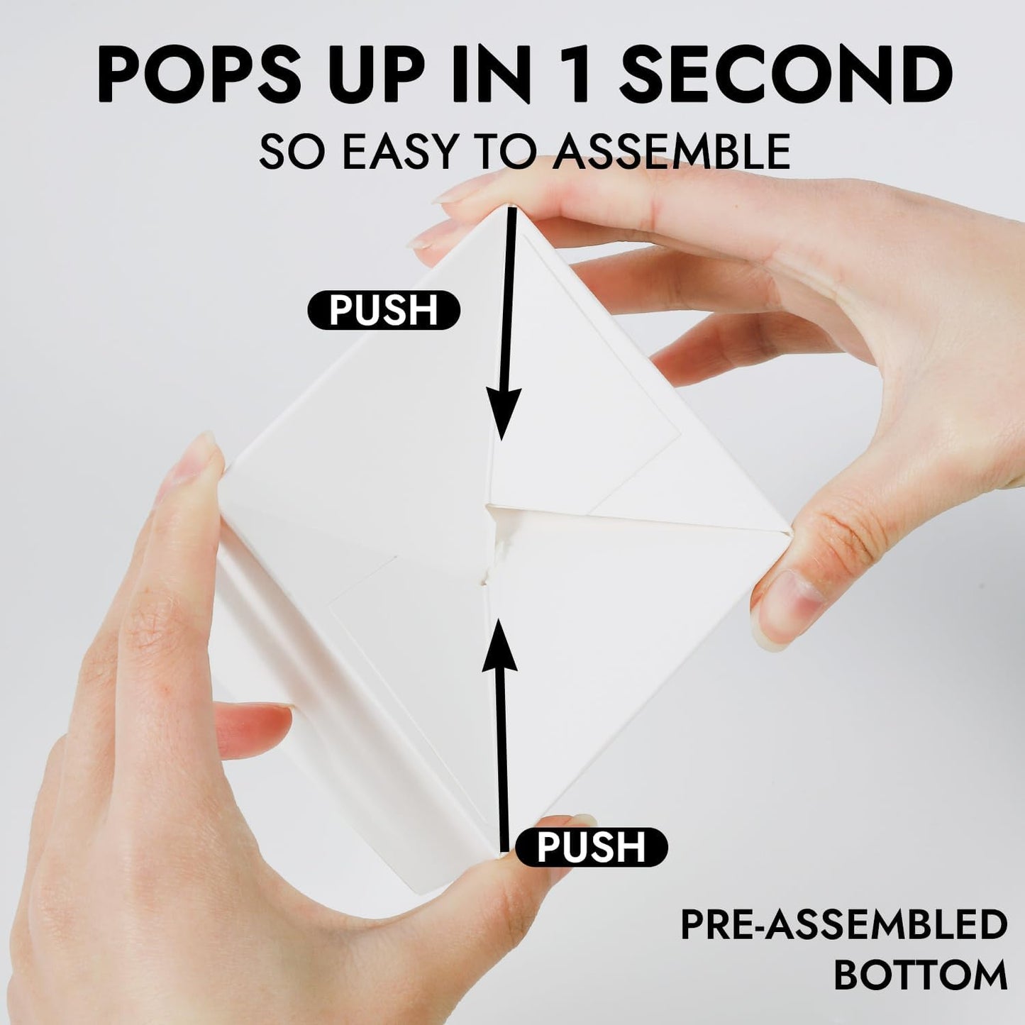 JCD 70pcs Cupcake Boxes, 3.5inches Auto-Pop up Single Individual Pre-Assembled White Cake Boxes with Window and Inserts Single Cupcake Containers for Birthdays, Wedding(White/70Pcs)